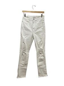 Good American Good Boy Jeans 6/28 White Distressed Straight Boot Slit Button Fly